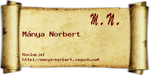 Mánya Norbert névjegykártya